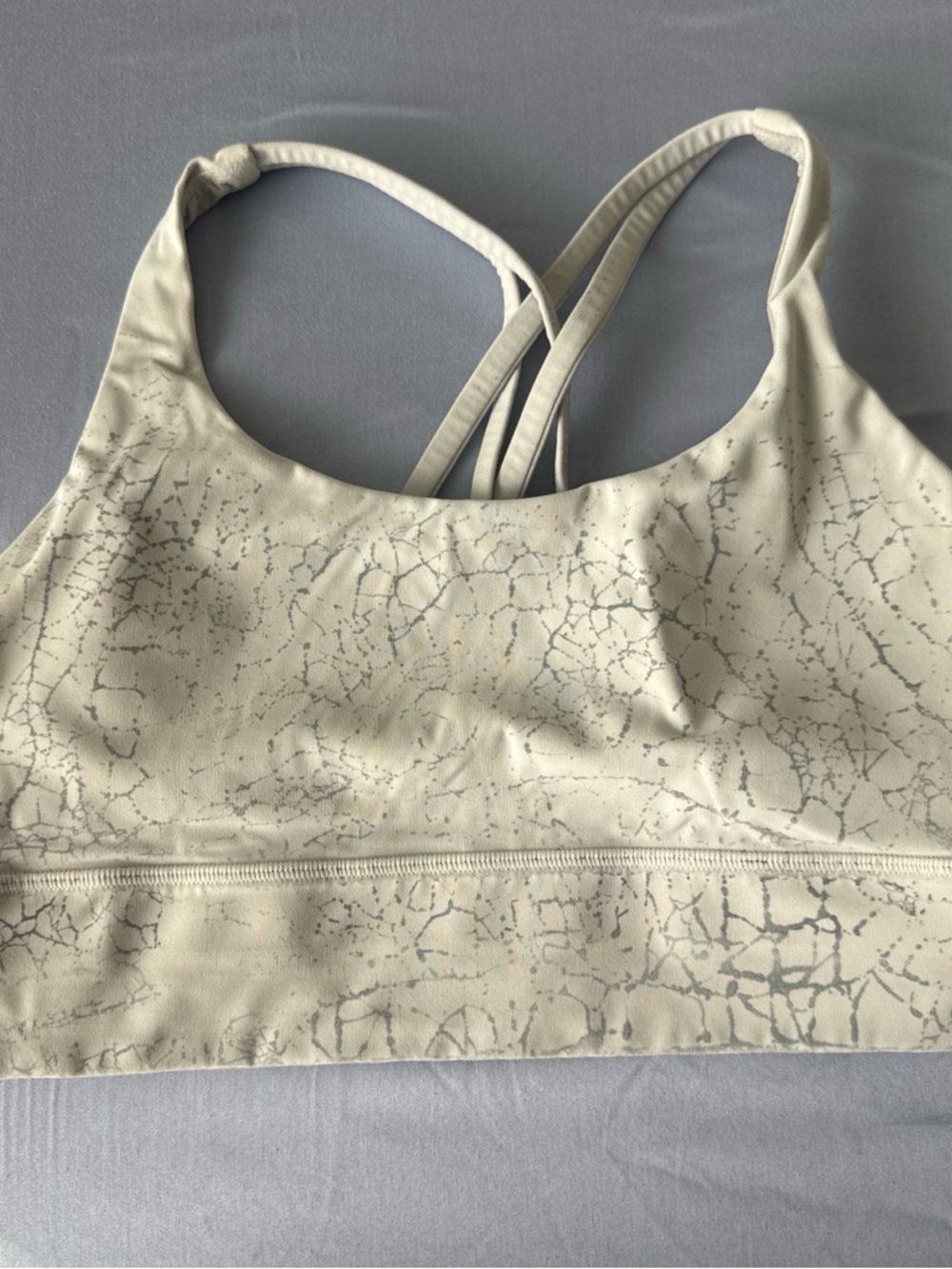 Lululemon Energy Longline Gray and White Sports Bra